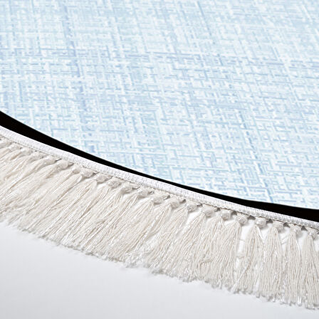 Alanur Home Kaymaz Taban Djt Banyo Mutfak Salon Halı Yıldız Deri Saçaklı Yuvarlak Dokuma Desen E5007