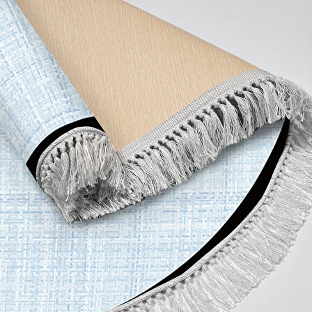 Alanur Home Kaymaz Taban Djt Banyo Mutfak Salon Halı Yıldız Deri Saçaklı Yuvarlak Dokuma Desen E5007