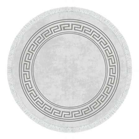 Dekoreko Kaymaz Taban Djt Mutfak Halısı Yıldız Deri Saçaklı Yuvarlak Modern 626M