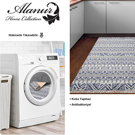 Dekoreko Kaymaz Taban Djt Mutfak Halısı Yıldız Deri Saçaklı İskandinav F5082