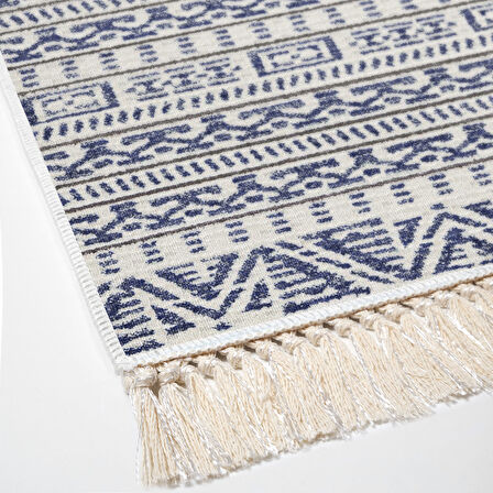 Dekoreko Kaymaz Taban Djt Mutfak Halısı Yıldız Deri Saçaklı İskandinav F5082