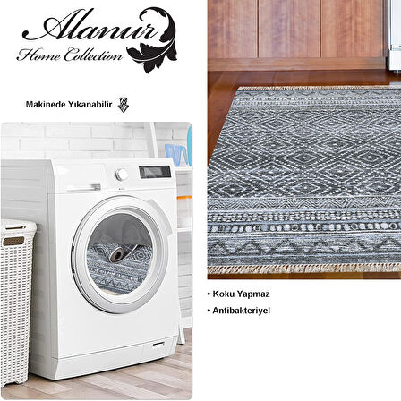 Dekoreko Kaymaz Taban Djt Mutfak Halısı Star Pamuk Saçaklı İskandinav F5087