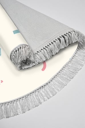 Kaymaz Dijital Mutfak & Salon Halı Trend Saçaklı Oval Geometrik E5015