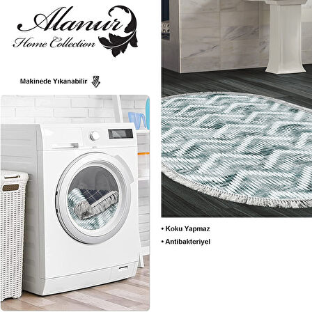 Dekoreko Kaymaz Taban Djt Banyo Halısı Star Pamuk Saçaklı Oval İskandinav F5124