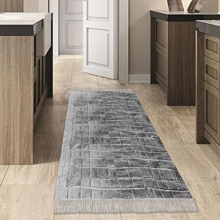 Dekoreko Kaymaz Taban Djt Mutfak Halısı Star Pamuk Saçaklı Modern 1911