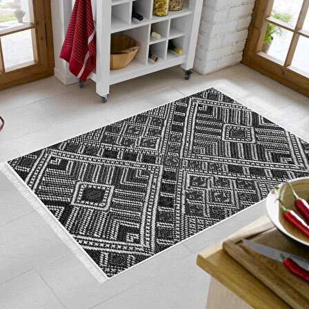 Dekoreko Kaymaz Taban Djt Mutfak Halısı Yıldız Deri Saçaklı Modern 2029