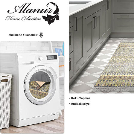 Dekoreko Kaymaz Taban Djt Mutfak Halısı Yıldız Deri Saçaklı İskandinav 1700