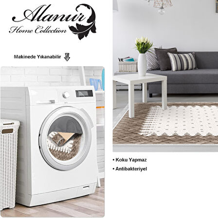 Dekoreko Kaymaz Taban Djt Salon Halısı Yıldız Deri Saçaklı Modern 1529