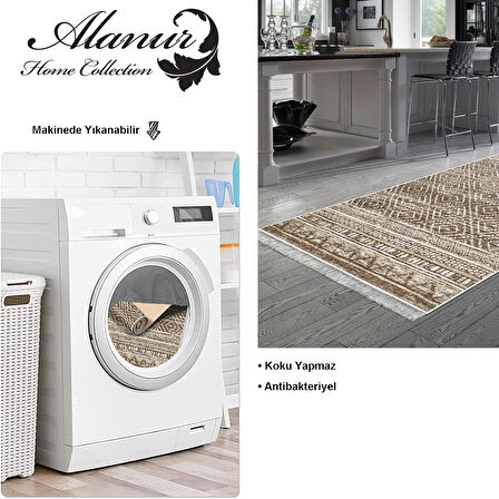 Dekoreko Kaymaz Taban Djt Mutfak Halısı Yıldız Deri Saçaklı İskandinav F5087