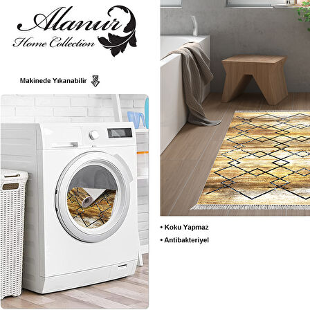 Dekoreko Kaymaz Taban Djt Banyo Halısı Trend Saçaklı Modern M5006