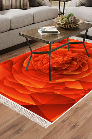 Kaymaz Dijital Mutfak & Salon Halı Trend Saçaklı Geometrik E5011