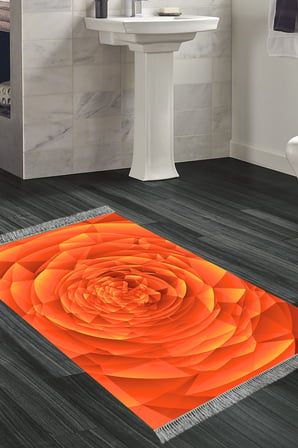 Kaymaz Dijital Mutfak & Salon Halı Trend Saçaklı Geometrik E5011