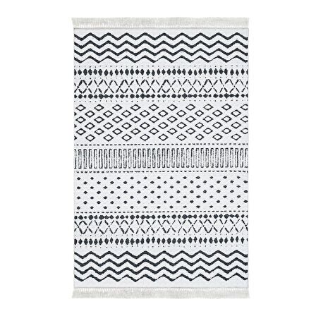 Dekoreko Kaymaz Taban Djt Mutfak Halısı Star Pamuk Saçaklı İskandinav F5086