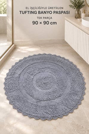Alanur Bodrum Tufting Cotton Pamuklu El Işi Örgülü 90 x 90 cm Paspas 110