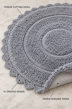 Alanur Bodrum Tufting Cotton Pamuklu El Işi Örgülü 90 x 90 cm Paspas 110