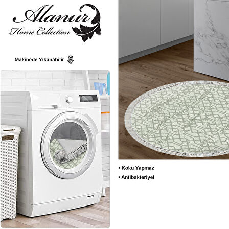 Dekoreko Kaymaz Taban Djt Mutfak Halısı Trend Saçaklı Yuvarlak Modern 757