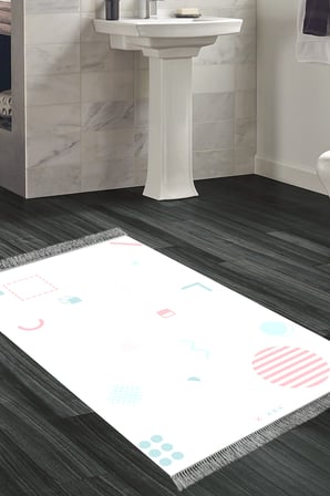 Kaymaz Dijital Mutfak & Salon Halı Star Pamuk Saçaklı Geometrik E5015