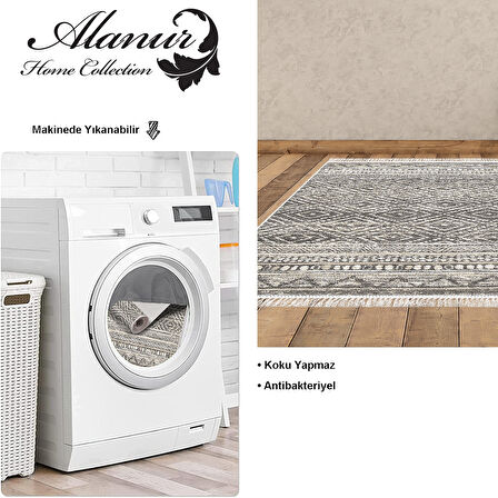 Dekoreko Kaymaz Taban Djt Salon Halısı Trend Saçaklı İskandinav F5087