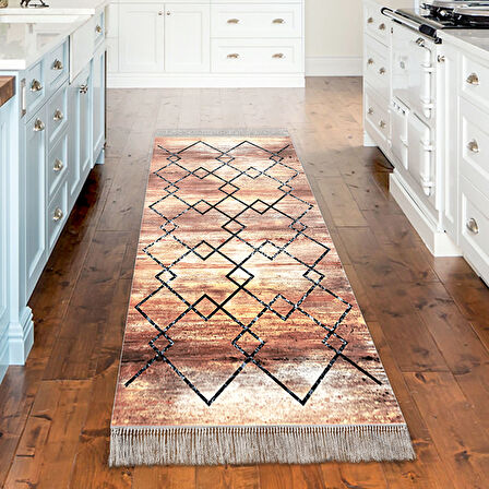 Dekoreko Kaymaz Taban Djt Mutfak Halısı Trend Saçaklı Modern M5006