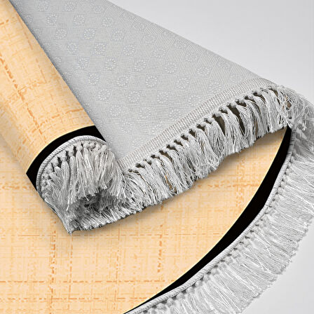 Alanur Home Kaymaz Taban Djt Banyo Mutfak Salon Halı  Trend Saçaklı Yuvarlak Dokuma Desen E5007