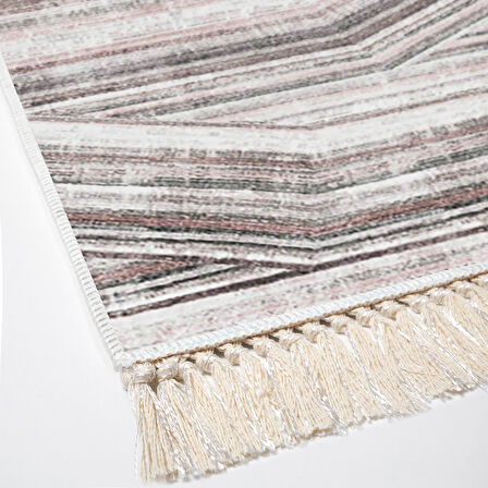 Dekoreko Kaymaz Taban Djt Mutfak Halısı Yıldız Deri Saçaklı Modern 1252