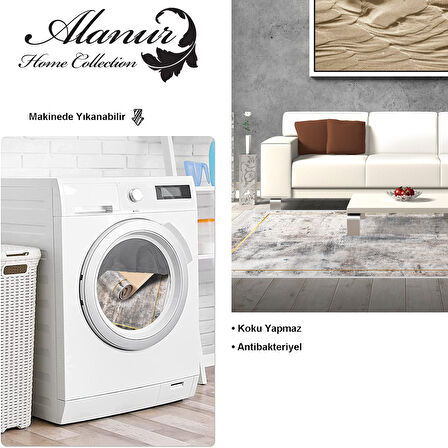 Dekoreko Kaymaz Taban Djt Salon Halısı Yıldız Deri Saçaklı Modern M12271