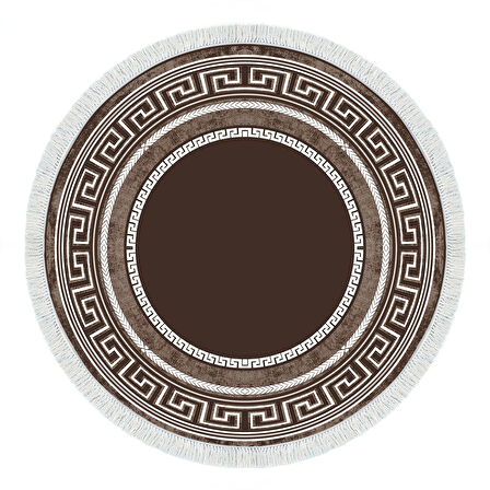 Dekoreko Kaymaz Taban Djt Mutfak Halısı Star Pamuk Saçaklı Yuvarlak Modern 651M