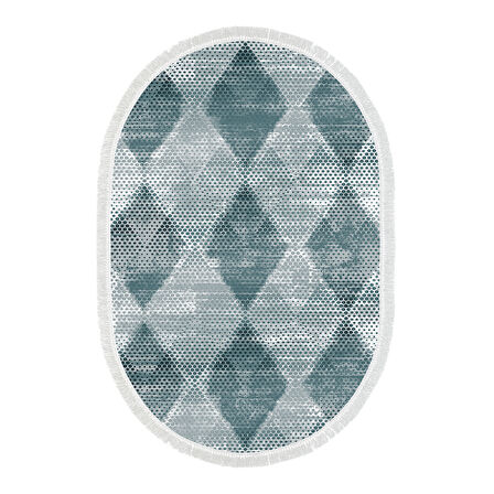 Dekoreko Kaymaz Taban Djt Salon Halısı Star Pamuk Saçaklı Oval İskandinav F5131