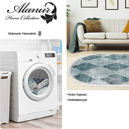 Dekoreko Kaymaz Taban Djt Salon Halısı Star Pamuk Saçaklı Oval İskandinav F5131