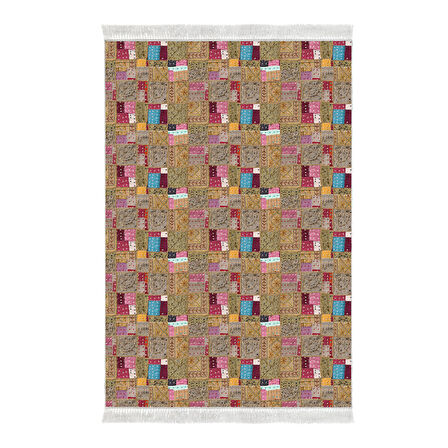 Dekoreko Kaymaz Taban Djt Mutfak Halısı Yıldız Deri Saçaklı Modern 2155M