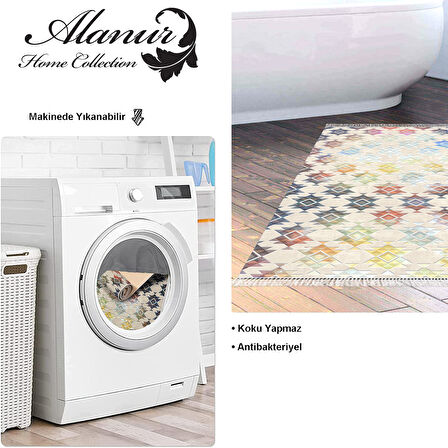 Dekoreko Kaymaz Taban Djt Banyo Halısı Yıldız Deri Saçaklı Modern 763