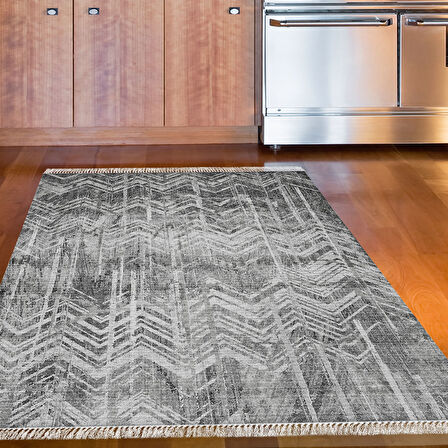 Dekoreko Kaymaz Taban Djt Mutfak Halısı Yıldız Deri Saçaklı İskandinav F5083