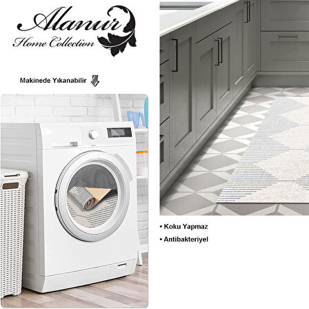 Dekoreko Kaymaz Taban Djt Mutfak Halısı Yıldız Deri İskandinav F5085