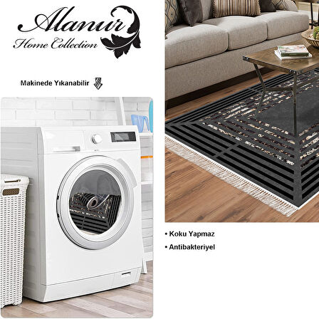 Dekoreko Kaymaz Taban Djt Salon Halısı Star Pamuk Saçaklı Modern M5132