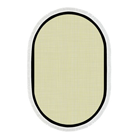 Alanur Home Kaymaz Taban Djt Banyo Mutfak Salon Halı  Trend Saçaklı Oval Dokuma Desen E5007