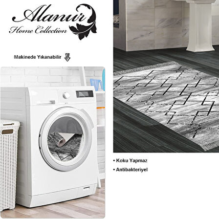 Dekoreko Kaymaz Taban Djt Banyo Halısı Trend Saçaklı Modern M5006