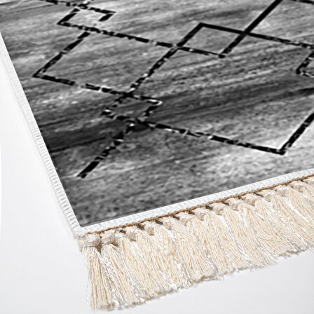 Dekoreko Kaymaz Taban Djt Banyo Halısı Trend Saçaklı Modern M5006