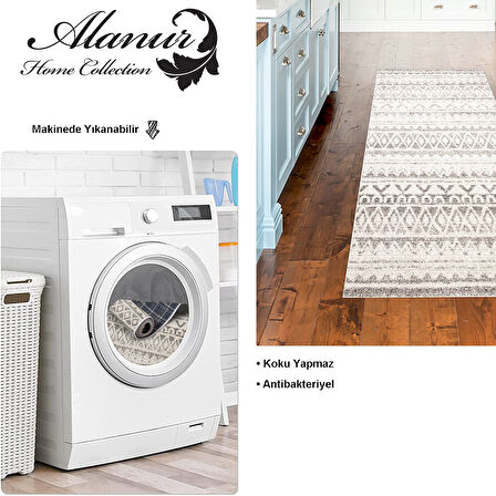 Dekoreko Kaymaz Taban Djt Mutfak Halısı Star Pamuk İskandinav F5078