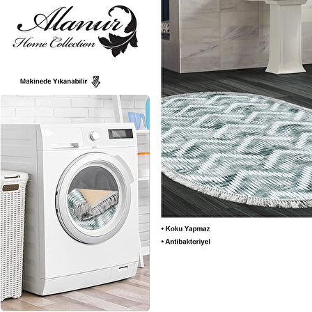 Dekoreko Kaymaz Taban Djt Banyo Halısı Yıldız Deri Saçaklı Oval İskandinav F5124