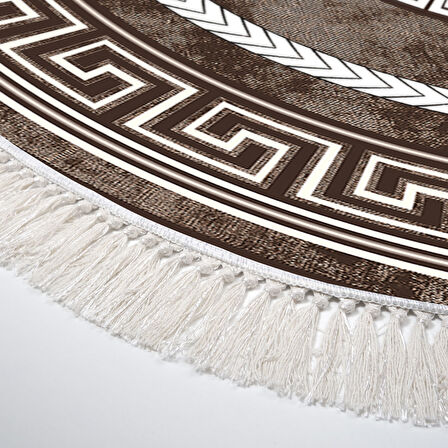 Dekoreko Kaymaz Taban Djt Banyo Halısı Star Pamuk Saçaklı Oval Modern 651M