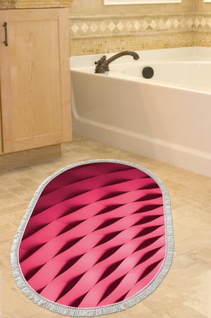 Kaymaz Dijital Mutfak & Salon Halı Trend Saçaklı Oval Geometrik E5017