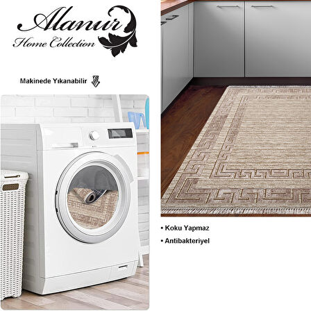 Dekoreko Kaymaz Taban Djt Mutfak Halısı Star Pamuk Saçaklı Modern F5036