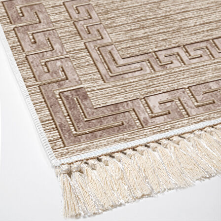 Dekoreko Kaymaz Taban Djt Mutfak Halısı Star Pamuk Saçaklı Modern F5036