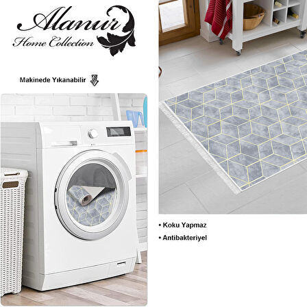 Dekoreko Kaymaz Taban Djt Mutfak Halısı Trend Saçaklı Modern 627M