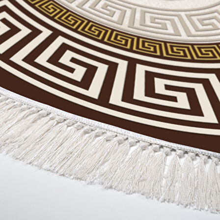 Dekoreko Kaymaz Taban Djt Salon Halısı Star Pamuk Saçaklı Yuvarlak Modern 675M