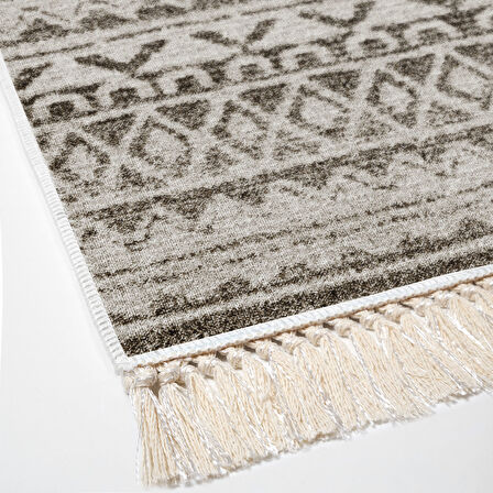 Dekoreko Kaymaz Taban Djt Salon Halısı Trend Saçaklı İskandinav F5078