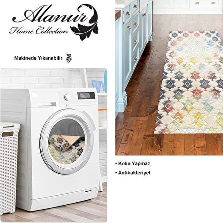 Dekoreko Kaymaz Taban Djt Mutfak Halısı Yıldız Deri Modern 763