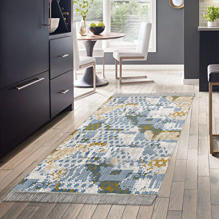 Dekoreko Kaymaz Taban Djt Mutfak Halısı Trend Saçaklı Modern M5015