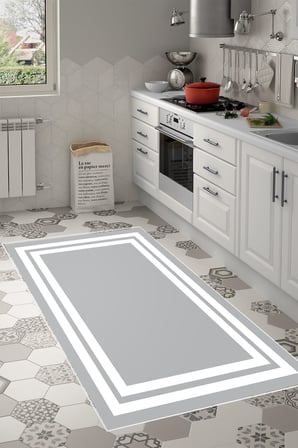 Dijital Baskılı Dikdörtgen Salon Halısı | Kaymaz Yıkanabilir | Keçe Taban | Geometrik | 1696