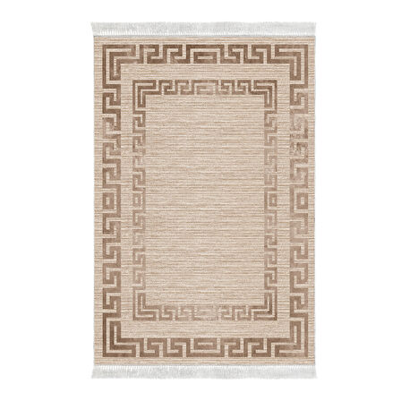 Dekoreko Kaymaz Taban Djt Mutfak Halısı Yıldız Deri Saçaklı Modern F5036